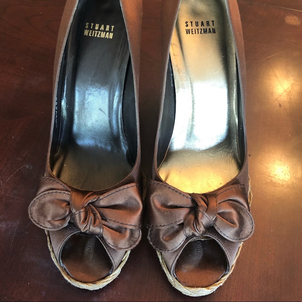 Stuart Weizmann Bow-Accented Espadrille Wedges - image 2